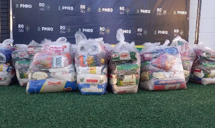 Amistoso beneficente entre PMRO e Miners arrecada meia tonelada de alimentos para famílias em situação de vulnerabilidade