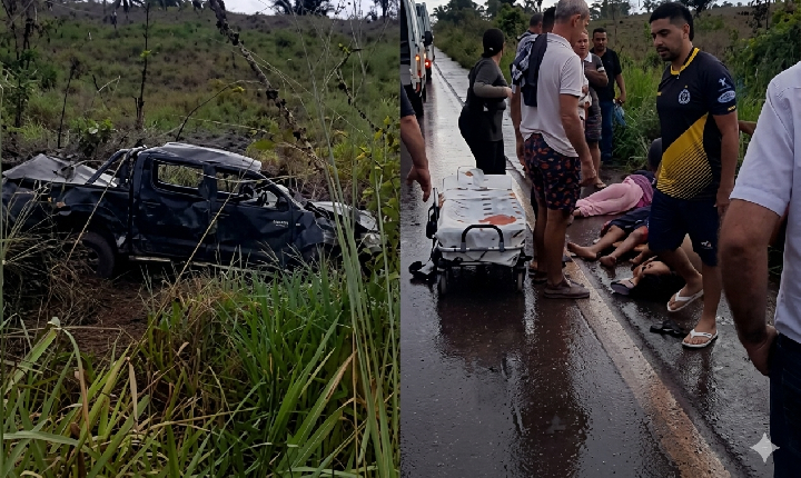 Criança de 10 anos e jovem morrem após caminhonete capotar em distrito de Porto Velho