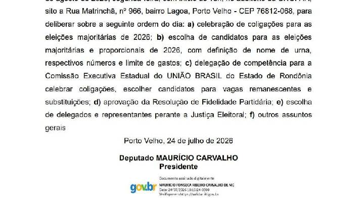 Edital de convocação - Convenção Partidária Estadual