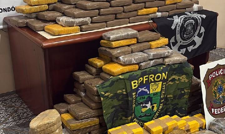 Forças de segurança em Rondônia apreendem cerca de 300 kg de drogas no rio Madeira