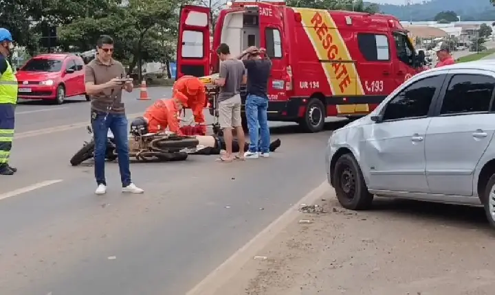 Motociclista fica ferido após acidente na BR-364 em RO