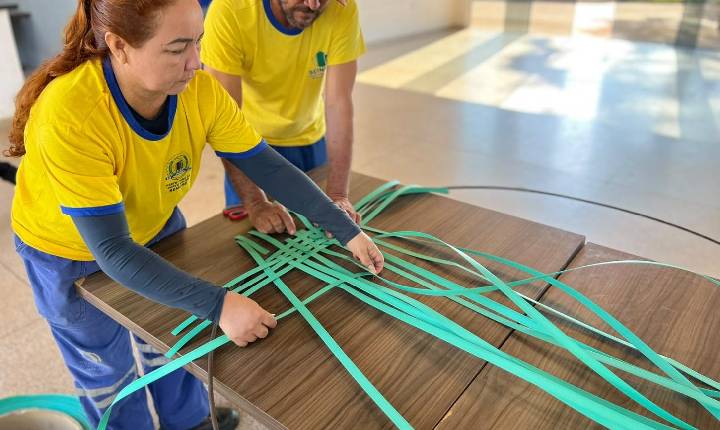 Paneiros produzidos por servidores formam cobertura para o Pocket Park