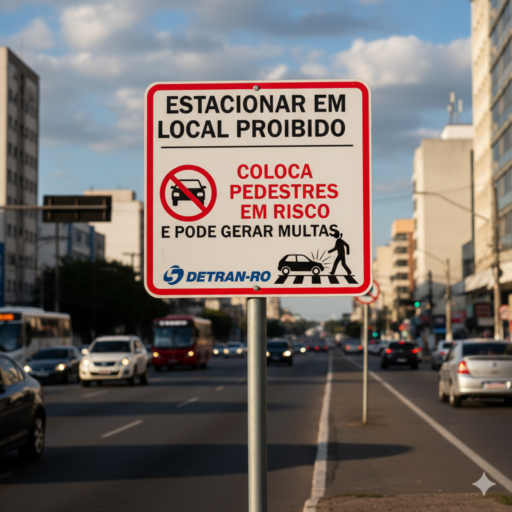 Estacionar em local proibido coloca pedestres em risco e pode gerar multas, alerta Detran-RO