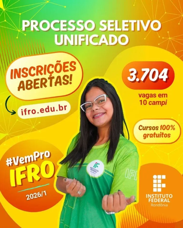 Mais de 3 mil vagas gratuitas são ofertadas pelo IFRO em cursos técnicos e de graduação