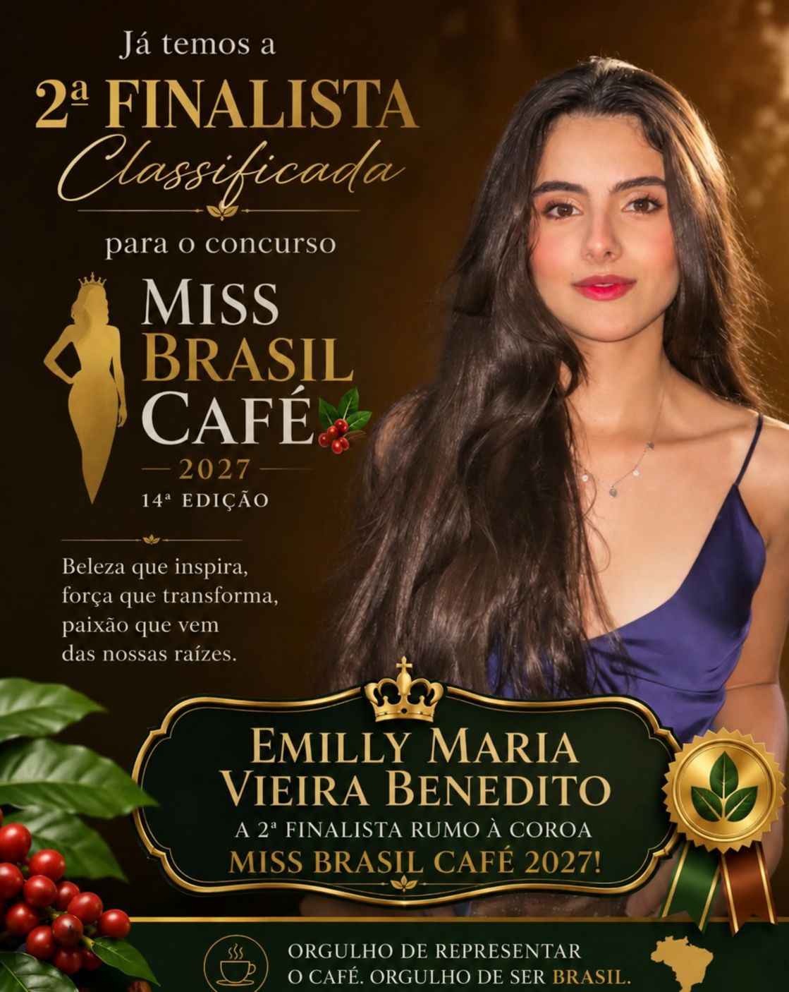 Emilly Benedito conquista 2º lugar no Miss Brasil Café 2027